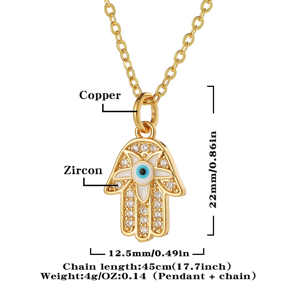 Olivenorma Collana a forma di cuore Hamsa con occhio malvagio in resina epossidica