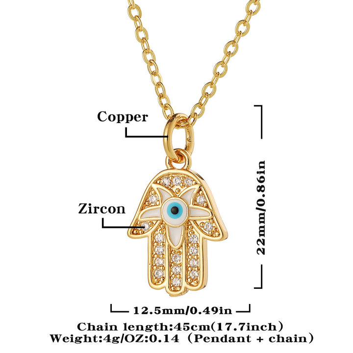 Olivenorma Collana a forma di cuore Hamsa con occhio malvagio in resina epossidica