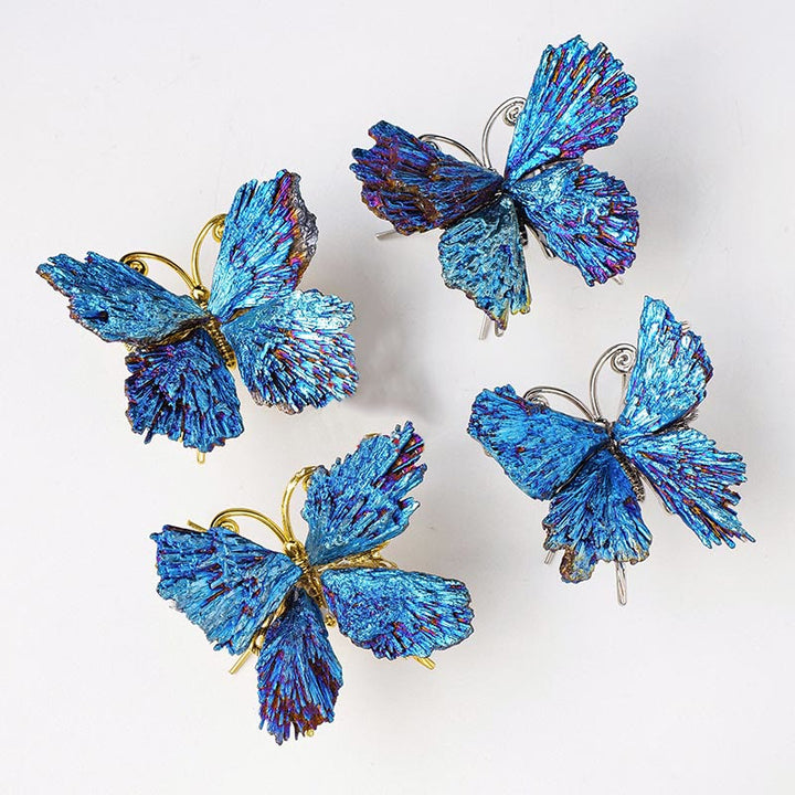 Decorazione con pietra preziosa a farfalla in tormalina cianite aura Olivenorma 