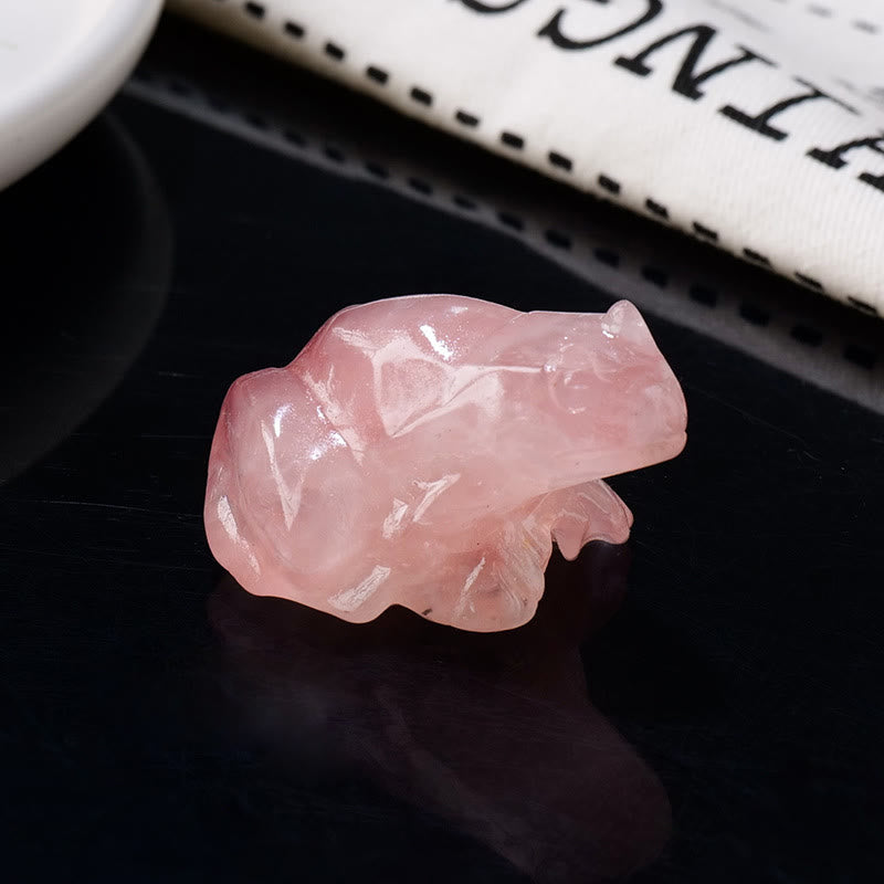 Decorazione della pietra preziosa della rana della pietra preziosa dello spirito sereno Olivenorma - Quarzo rosa - Con carta - image 9