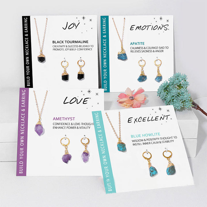 Olivenorma Set di orecchini e collana con ciondolo in cristallo irregolare naturale 