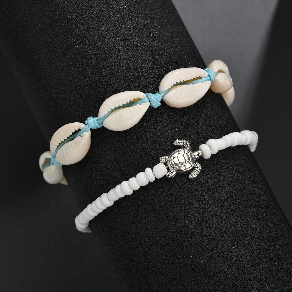 Olivenorma Boho Seashell Alloy Turtle Perline Cavigliera