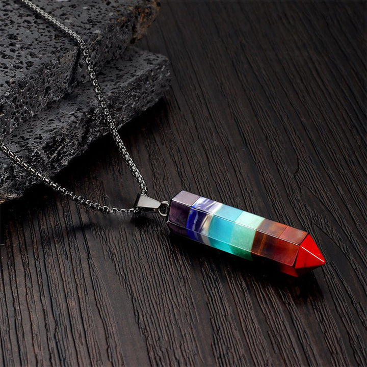 Collana con pietre preziose esagonali di cristallo Chakra