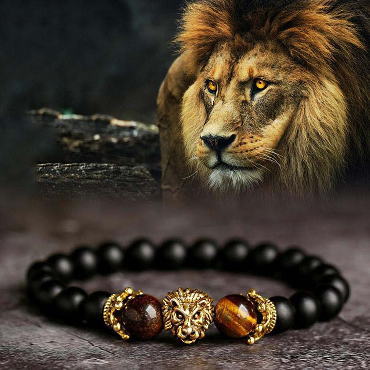 Bracciale con simbolo del leone in pietra di cristallo naturale Olivenorma 