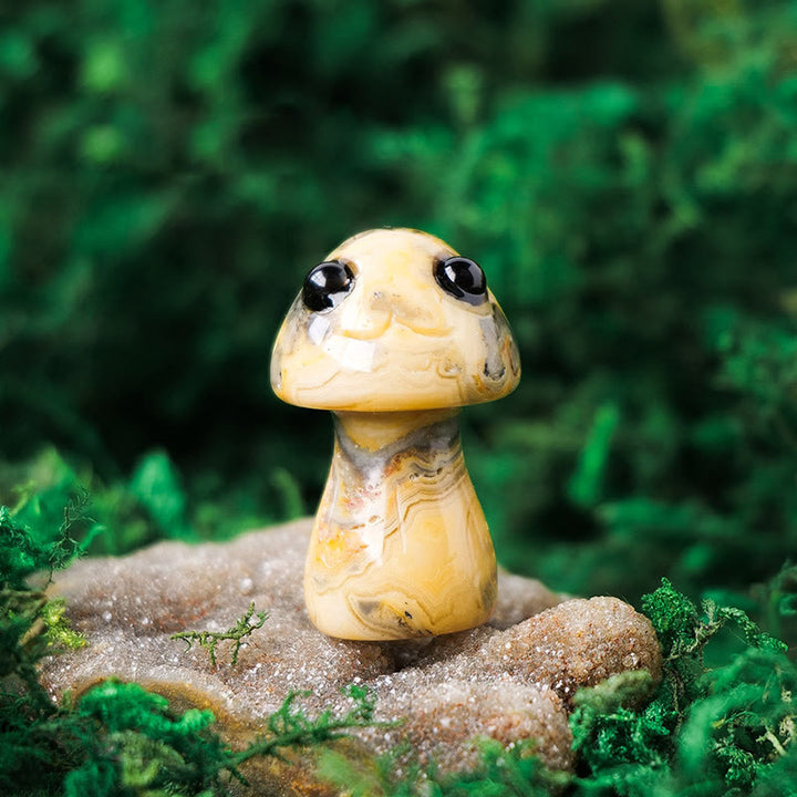 Olivenorma Cristallo naturale Funghi carini Decorazione per animali domestici con pietre preziose 