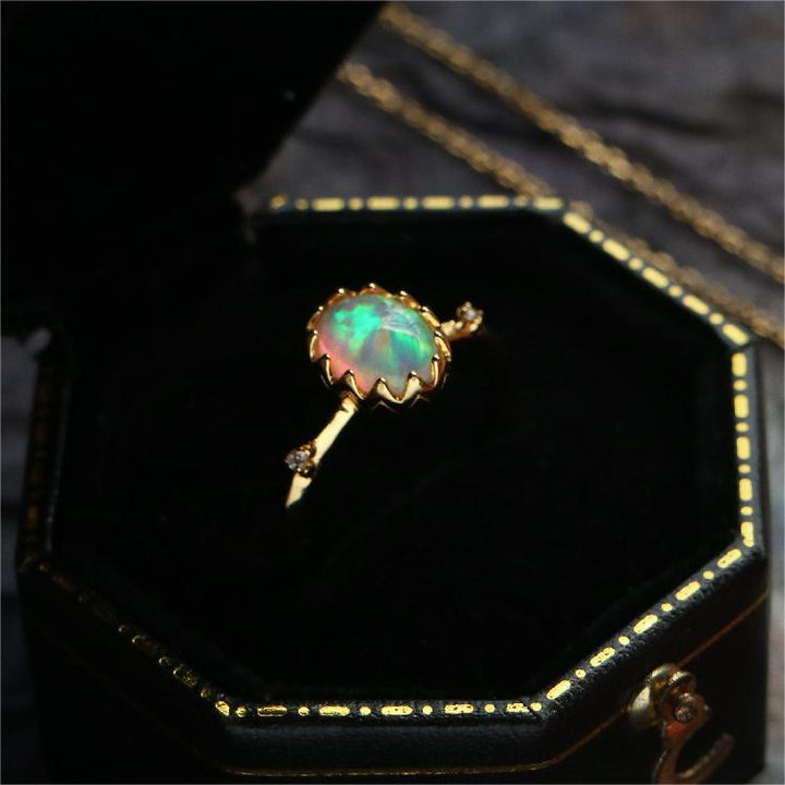 Collana con anello dorato giallo opale Olivenorma