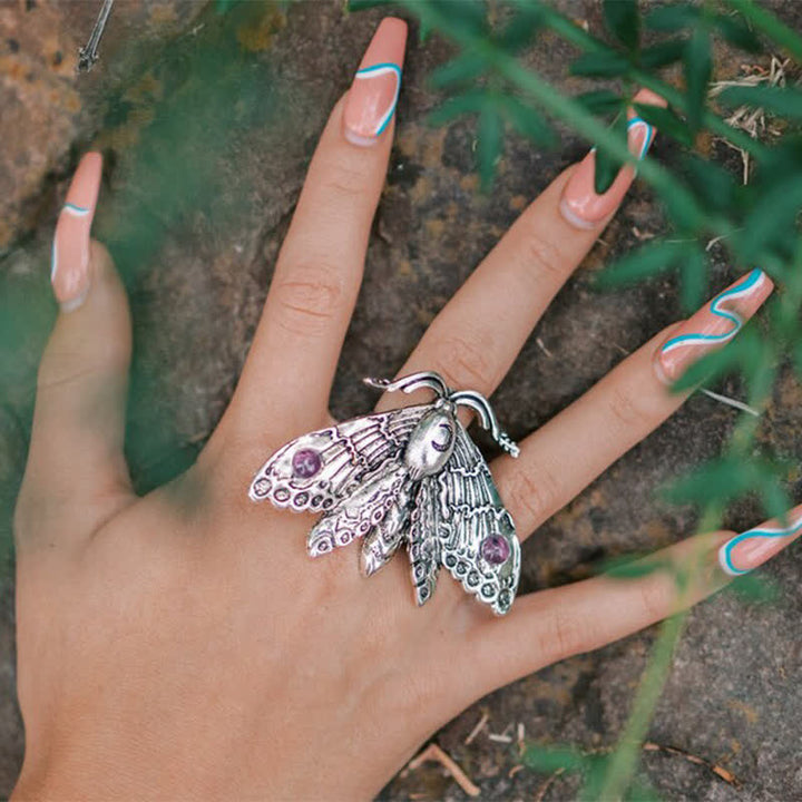 Olivenorma con pietre preziose Luna Moth Anello Strega