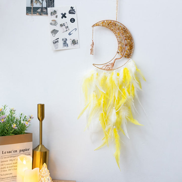 Olivenorma Ghiaia naturale intrecciata Albero della vita Luna Dream Catcher