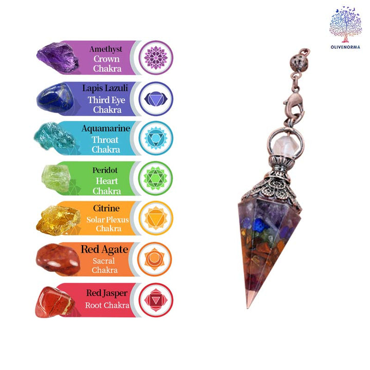 Pendolo di meditazione dei 7 chakra in cristallo naturale