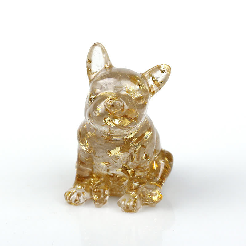 Decorazione in pietra preziosa Bulldog francese in cristallo Olivenorma