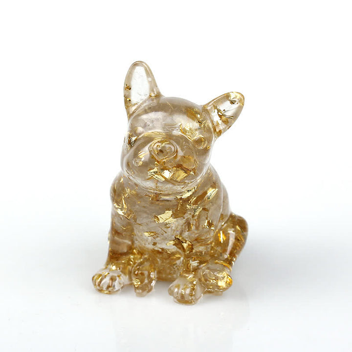 Decorazione in pietra preziosa Bulldog francese in cristallo Olivenorma