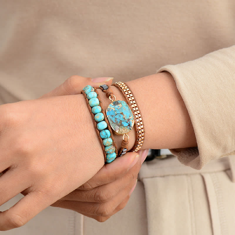 Bracciale intrecciato a tre strati Olivenorma Turchese