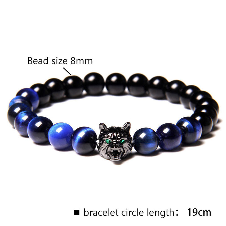 Braccialetto Olivenorma Night Blue Tiger Eye Wolf
