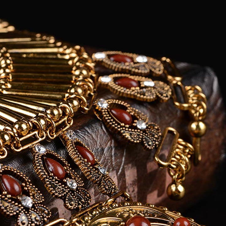 Collana con catena per il corpo incastonato in gemme bohémien Olivenorma