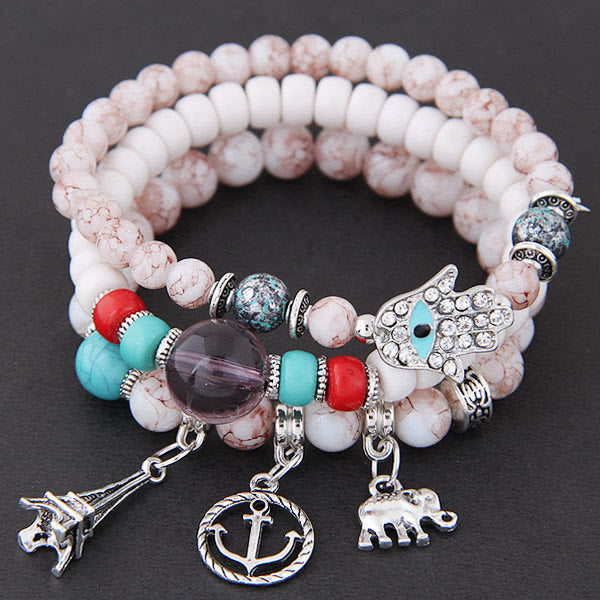 Olivenorma Elephant Tower Evil Eye Bracciale Hamsa Set