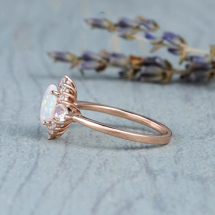 Anello da donna Olivenorma Opal Moonstone White Zircon