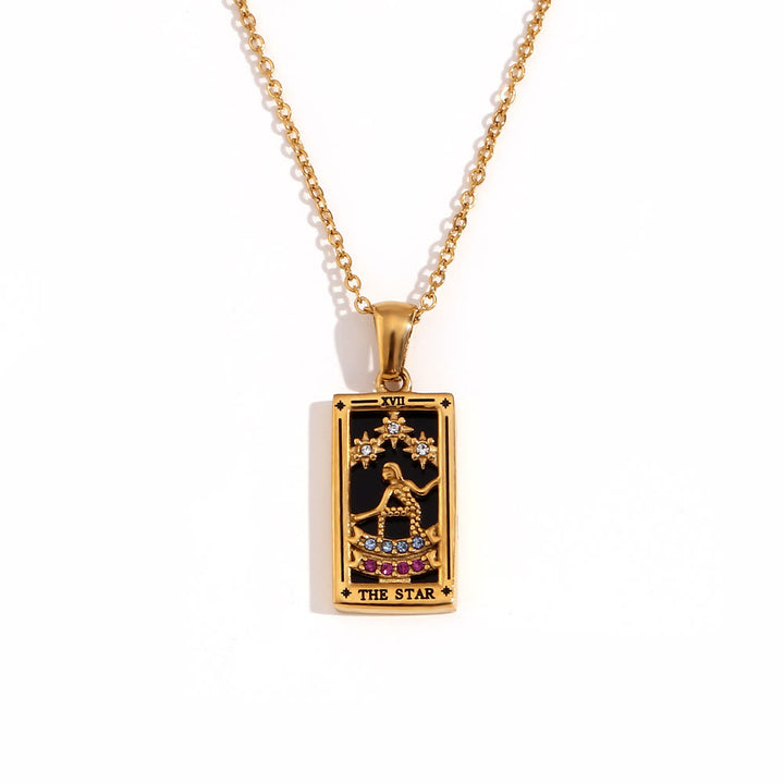 Collana con tarocchi in acciaio inossidabile placcato oro 18k Olivenorma 