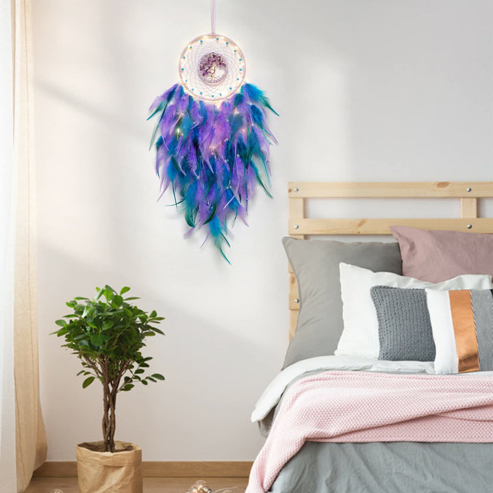 Olivenorma Crystal Tree Of Life Piuma Glow Dream Catcher 