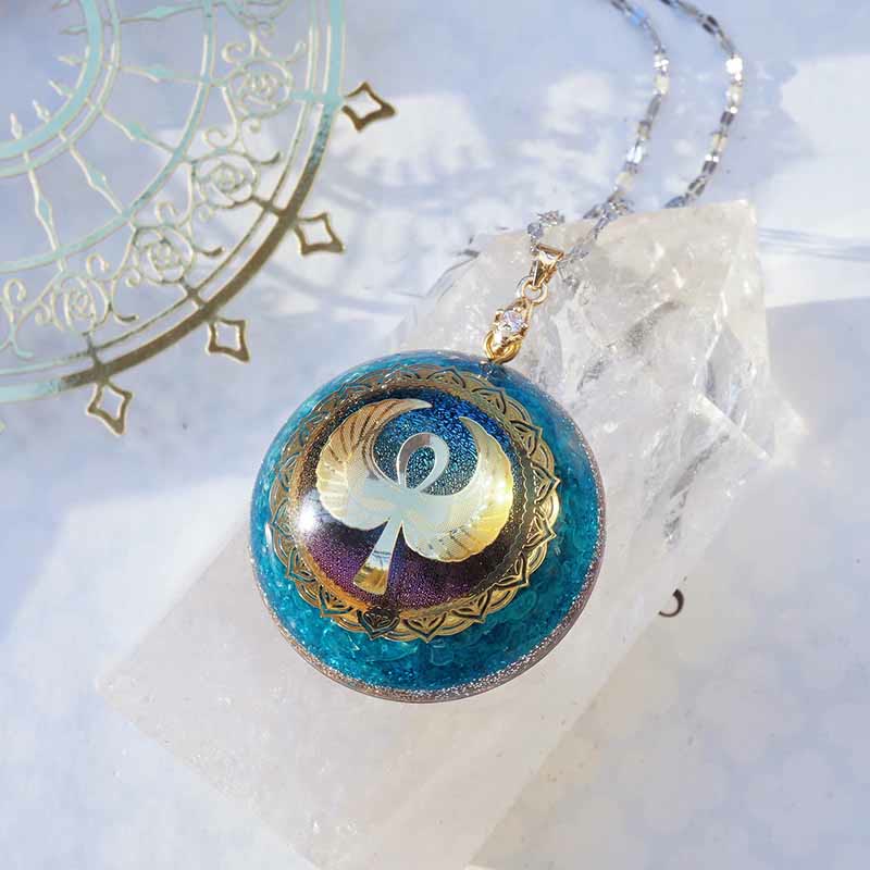 Collana Olivenorma Granato Lapislazzuli Acquamarina Chiave della vita 