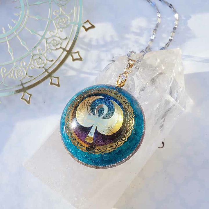 Collana Olivenorma Granato Lapislazzuli Acquamarina Chiave della vita 