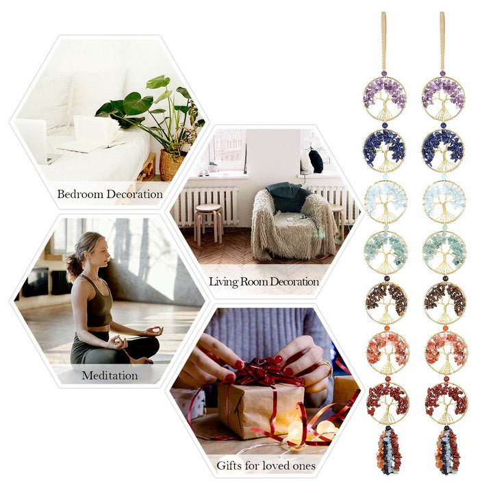 Olivenorma 7 Chakra Crystal Fengshui Albero della vita Decorazione da parete