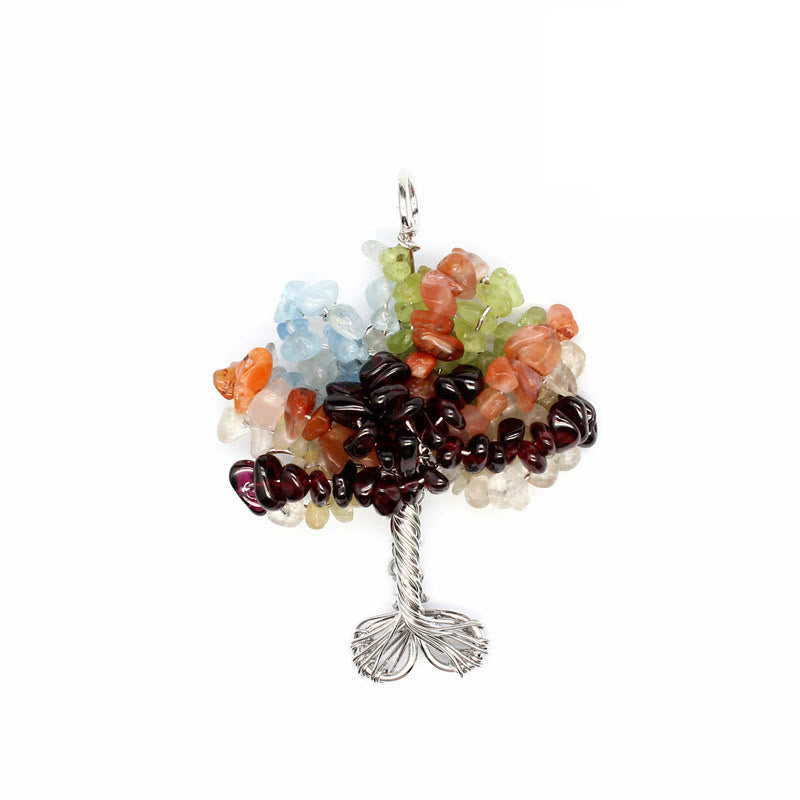Olivenorma Cristallo Ghiaia Chakra Albero della vita Collana pendente 