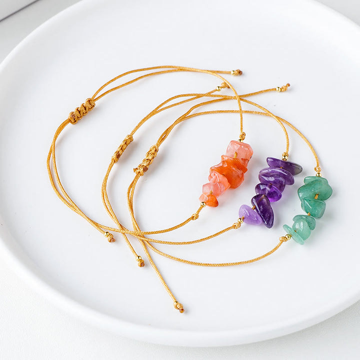Bracciale intrecciato con pietre preziose irregolari "Nature's Healing Wishes" Olivenorma