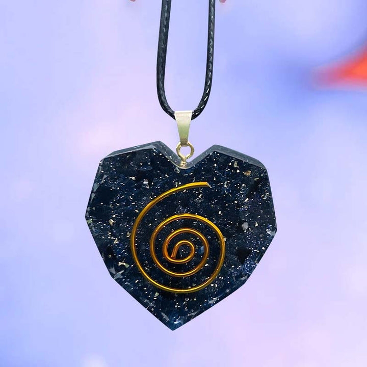 Collana a forma di cuore in cristallo naturale di arenaria blu Olivenorma 