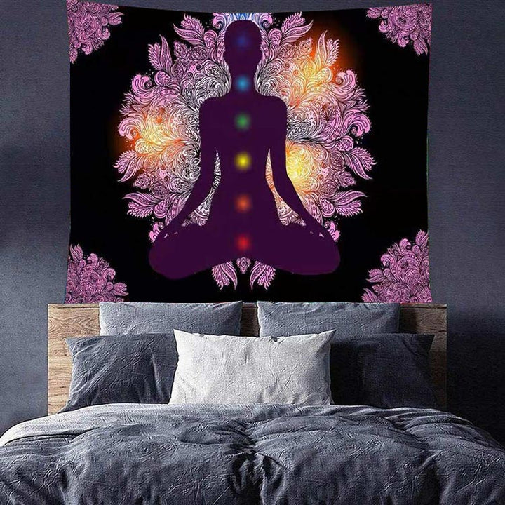 Arazzo yoga di meditazione dei sette chakra
