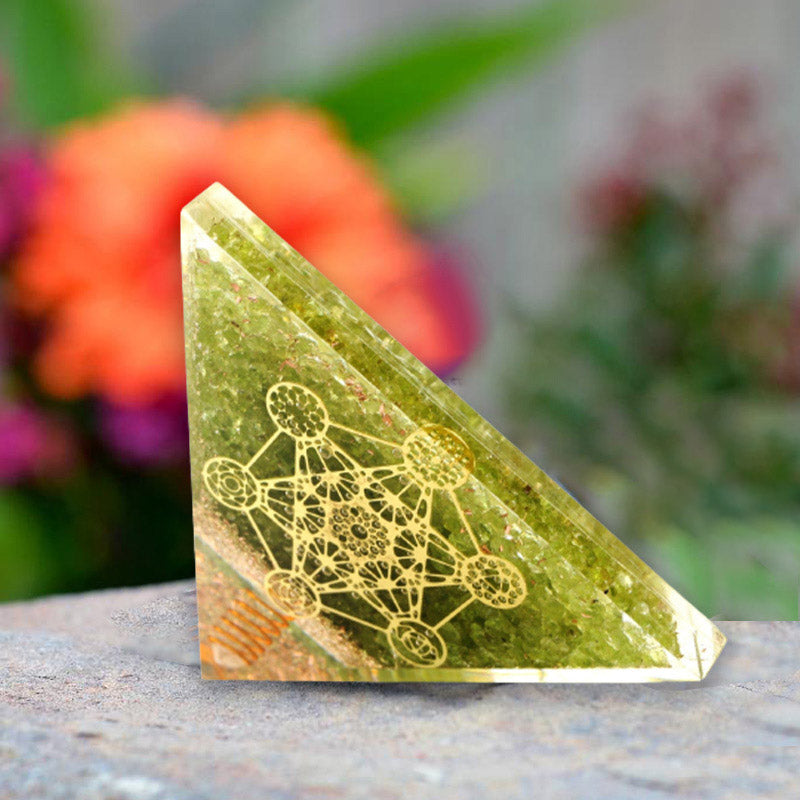 Olivenorma Peridot Cubo di Metatron Piramide Orgonica