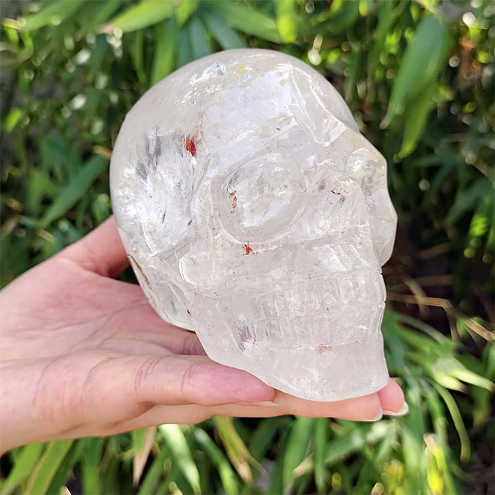Olivenorma 10cm Decorazione in pietra preziosa di cristallo trasparente naturale Teschio di cristallo 