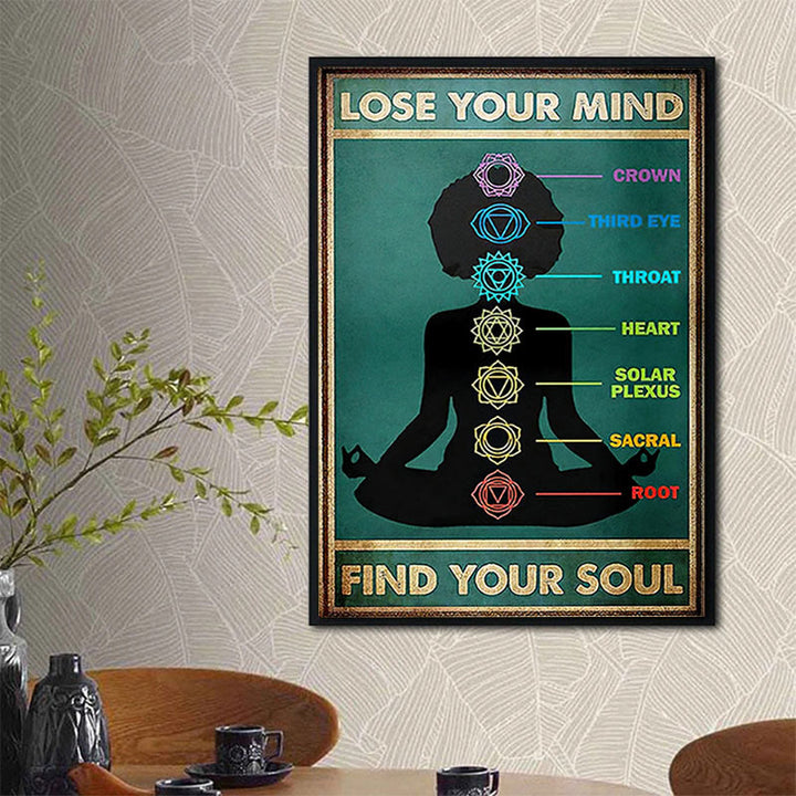 Olivenorma Chakra Yoga Poster decorativo "PERDI LA MENTE TROVA LA TUA ANIMA"