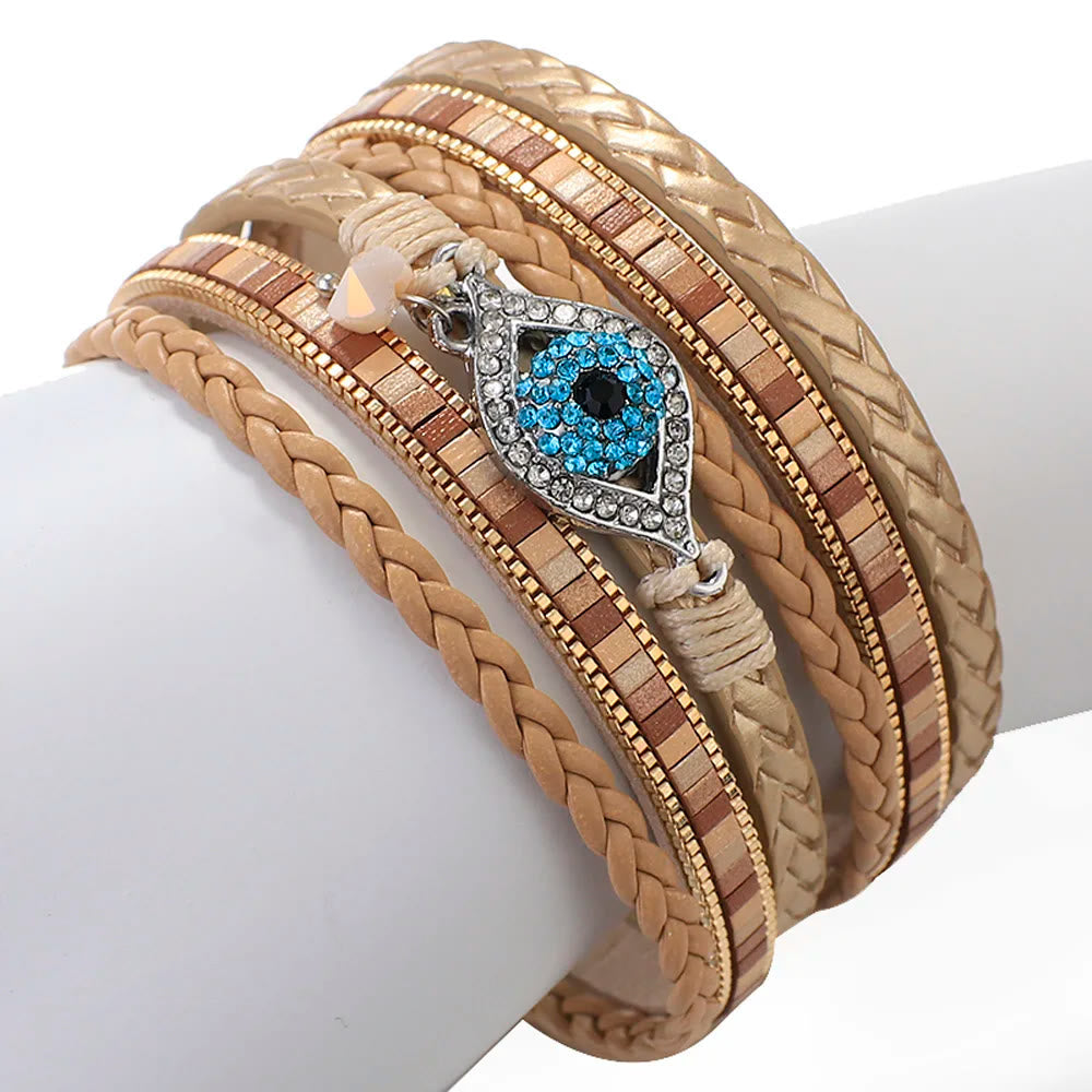 Braccialetto anti-malocchio con tormalina Paraiba e zirconi bianchi Olivenorma