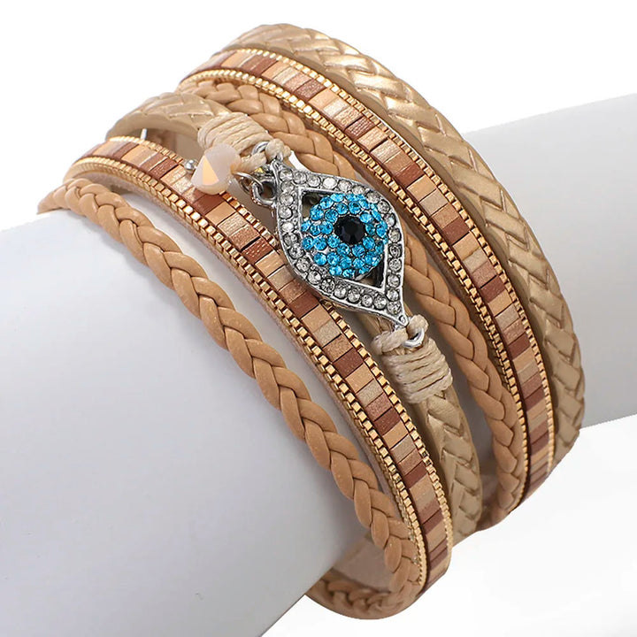 Braccialetto anti-malocchio con tormalina Paraiba e zirconi bianchi Olivenorma
