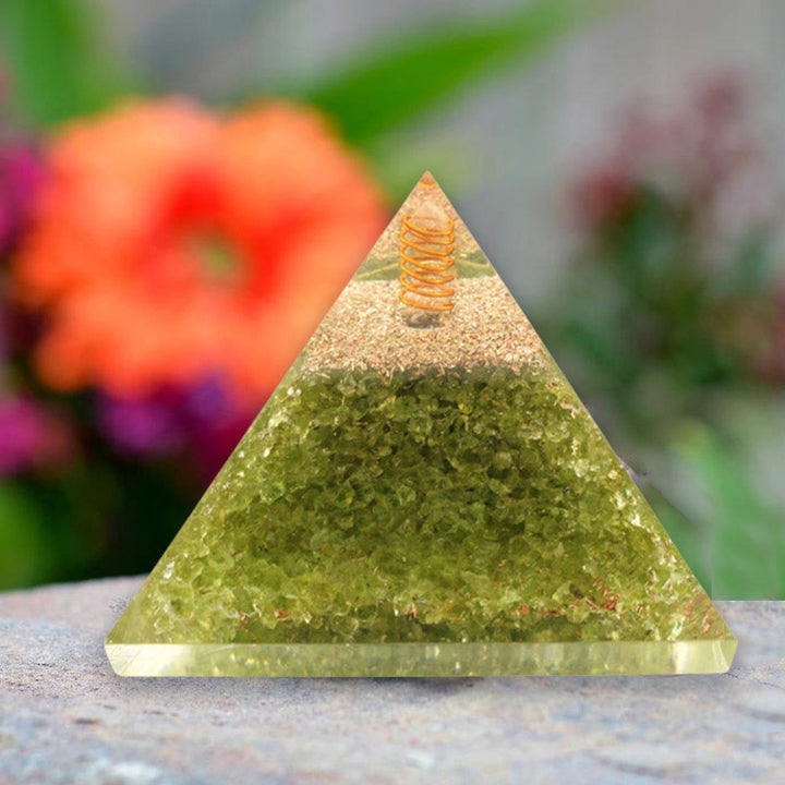 Olivenorma Peridot Cubo di Metatron Piramide Orgonica