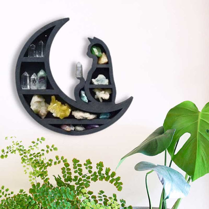 Mensola in cristallo di legno Olivenorma Crescent Moon &amp; Cat