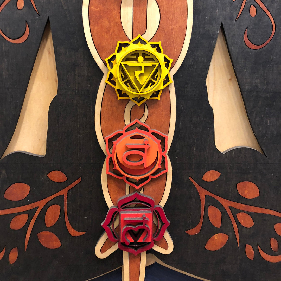Olivenorma Kundalini Chakra Decorazione murale in legno dipinto a mano