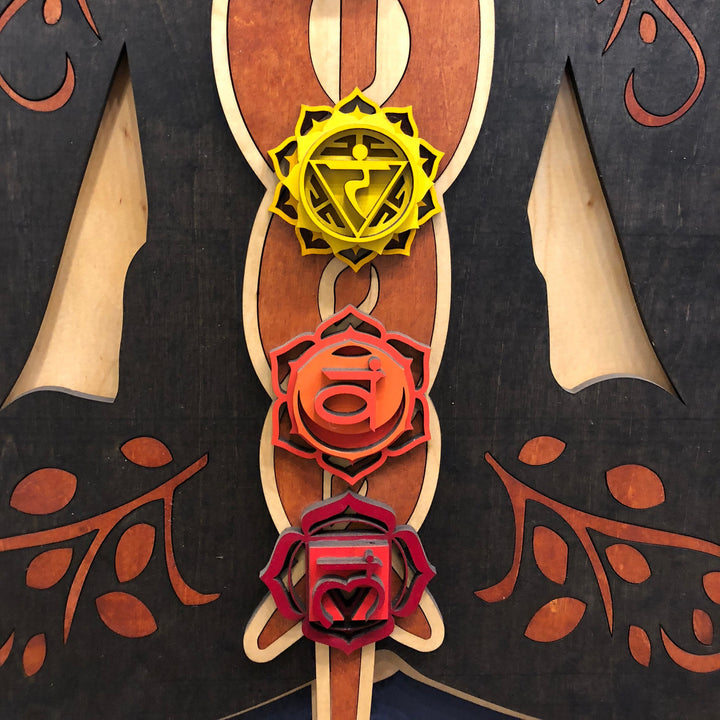Olivenorma Kundalini Chakra Decorazione murale in legno dipinto a mano