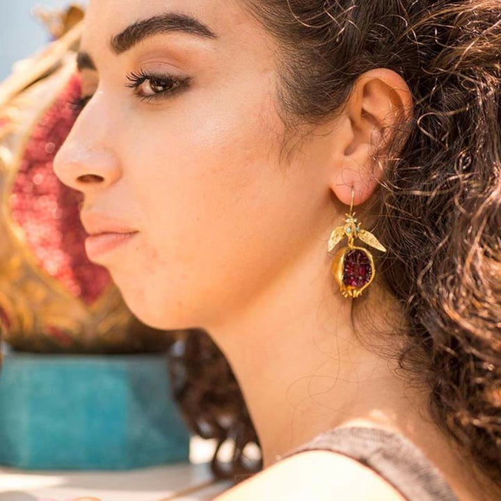 Olivenorma Orecchini alla moda con semi di melograno portafortuna