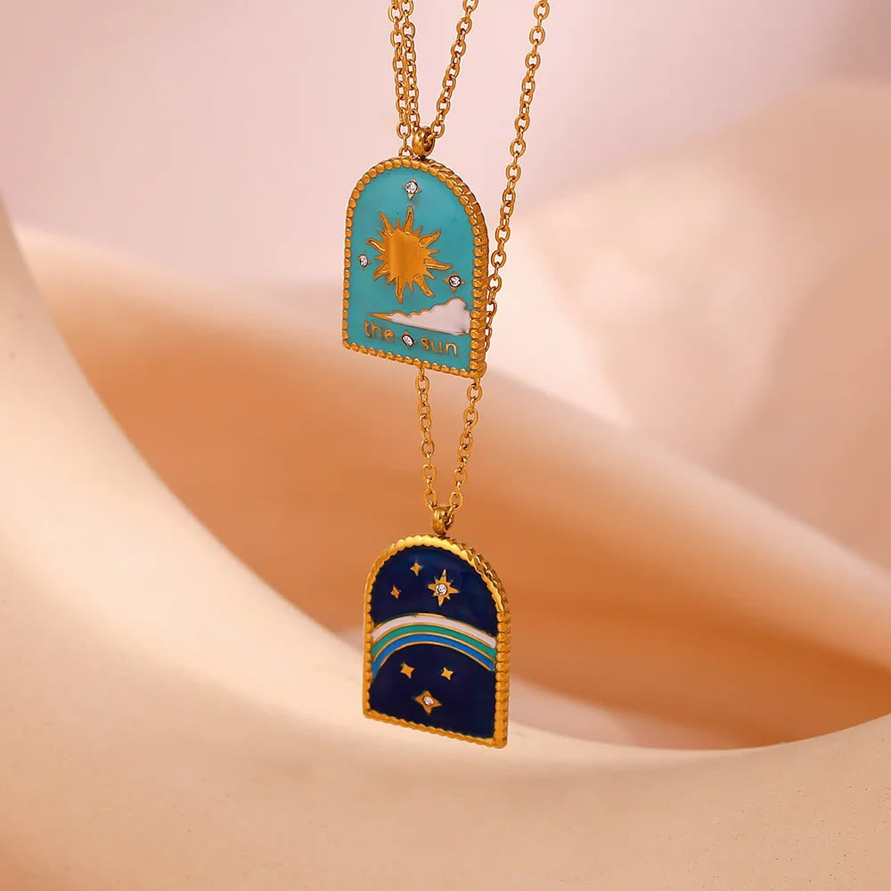 Collana Olivenorma Blue Evil Eye Galaxy Sun Tarot 