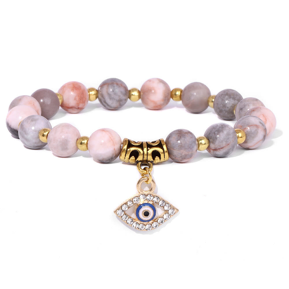Bracciale con ciondolo malocchio in pietra naturale Olivenorma