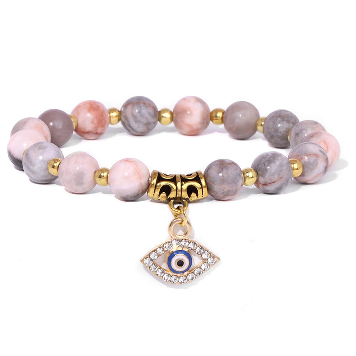 Bracciale con ciondolo malocchio in pietra naturale Olivenorma