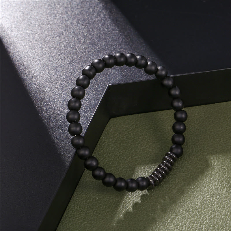 Olivenorma Bracciale da uomo con perline in pietra naturale da 6 mm