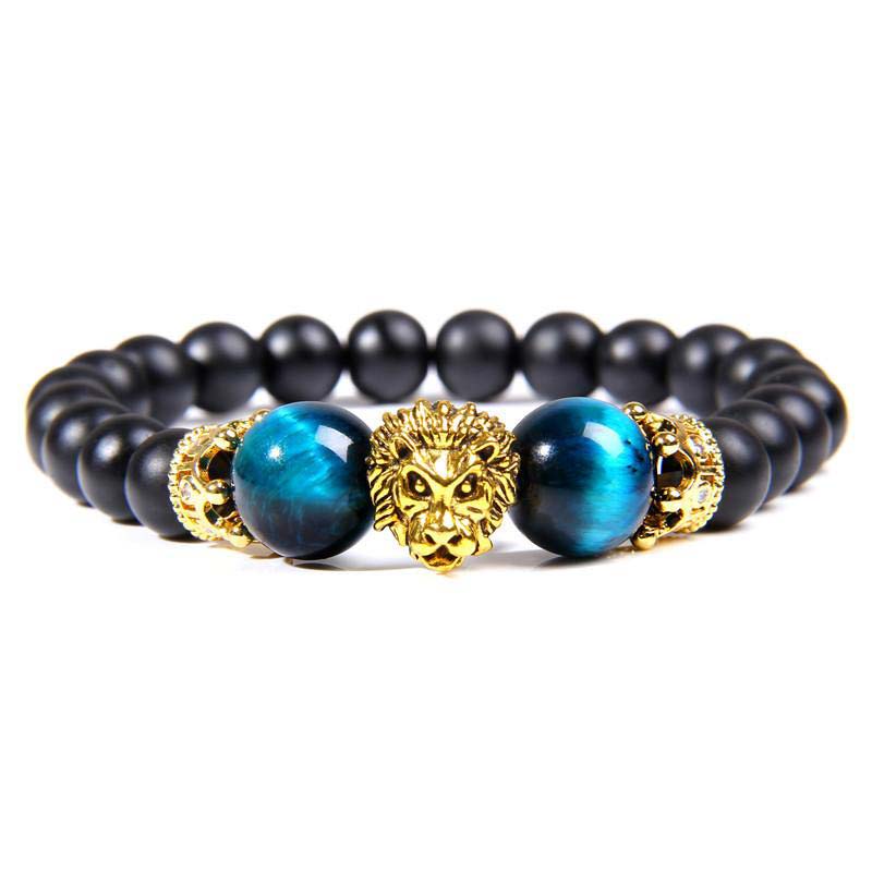 Bracciale con simbolo del leone in pietra di cristallo naturale Olivenorma 