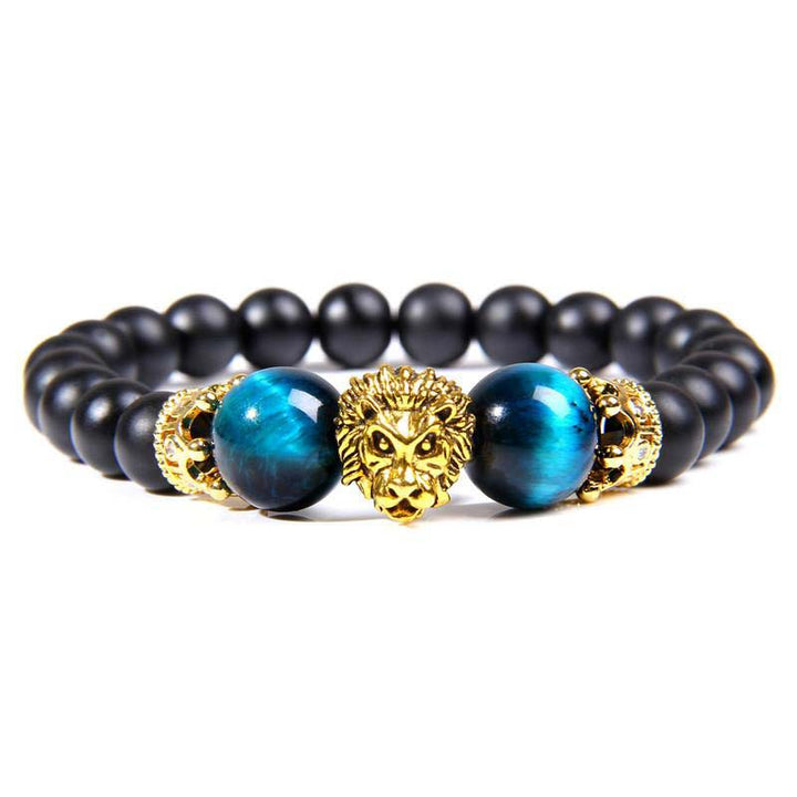 Bracciale con simbolo del leone in pietra di cristallo naturale Olivenorma 