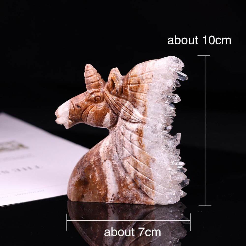 Decorazione in pietra preziosa unicorno di cristallo trasparente naturale Olivenorma