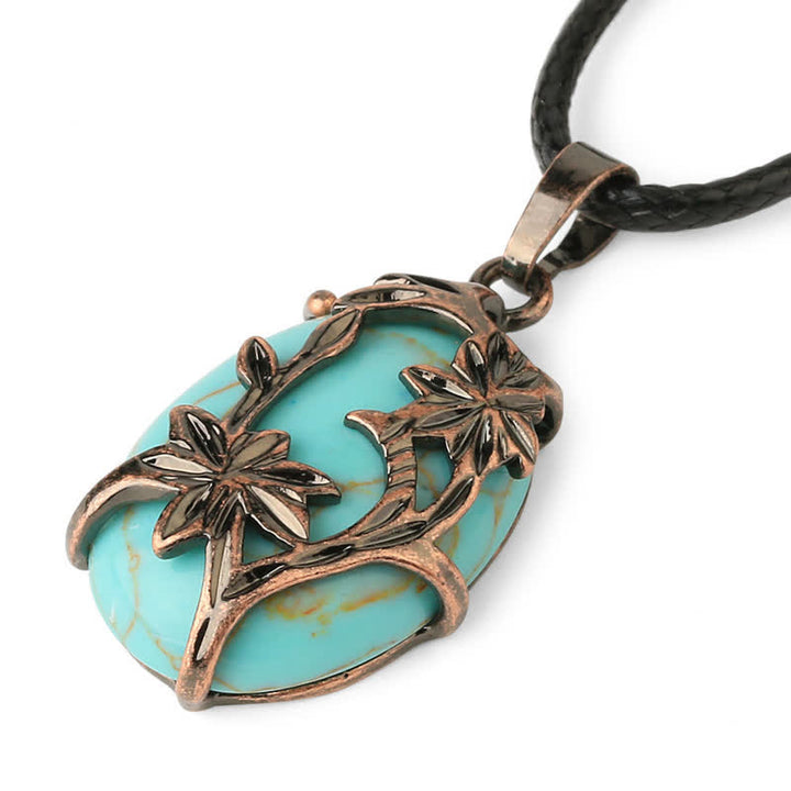 Collana con fiore in ottone e ametista Olivenorma avvolto in cristallo