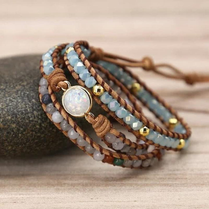 Braccialetto di protezione per la meditazione con perline di opale curativo