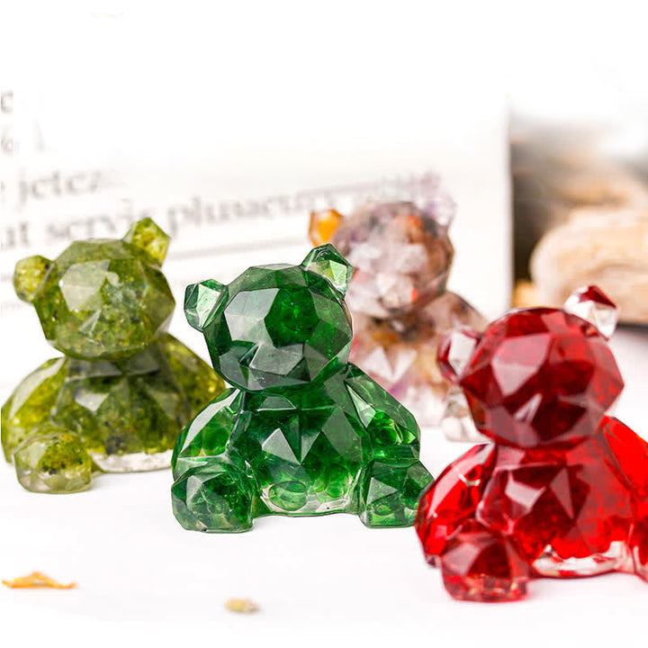 Decorazione con pietra preziosa a forma di orso seduto con specchio Olivenorma