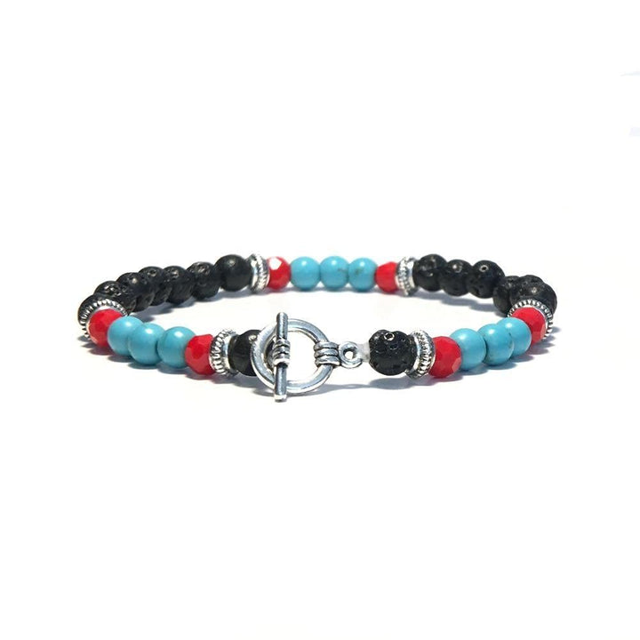 Olivenorma Bracciale intrecciato con perline di pietra colorata da uomo